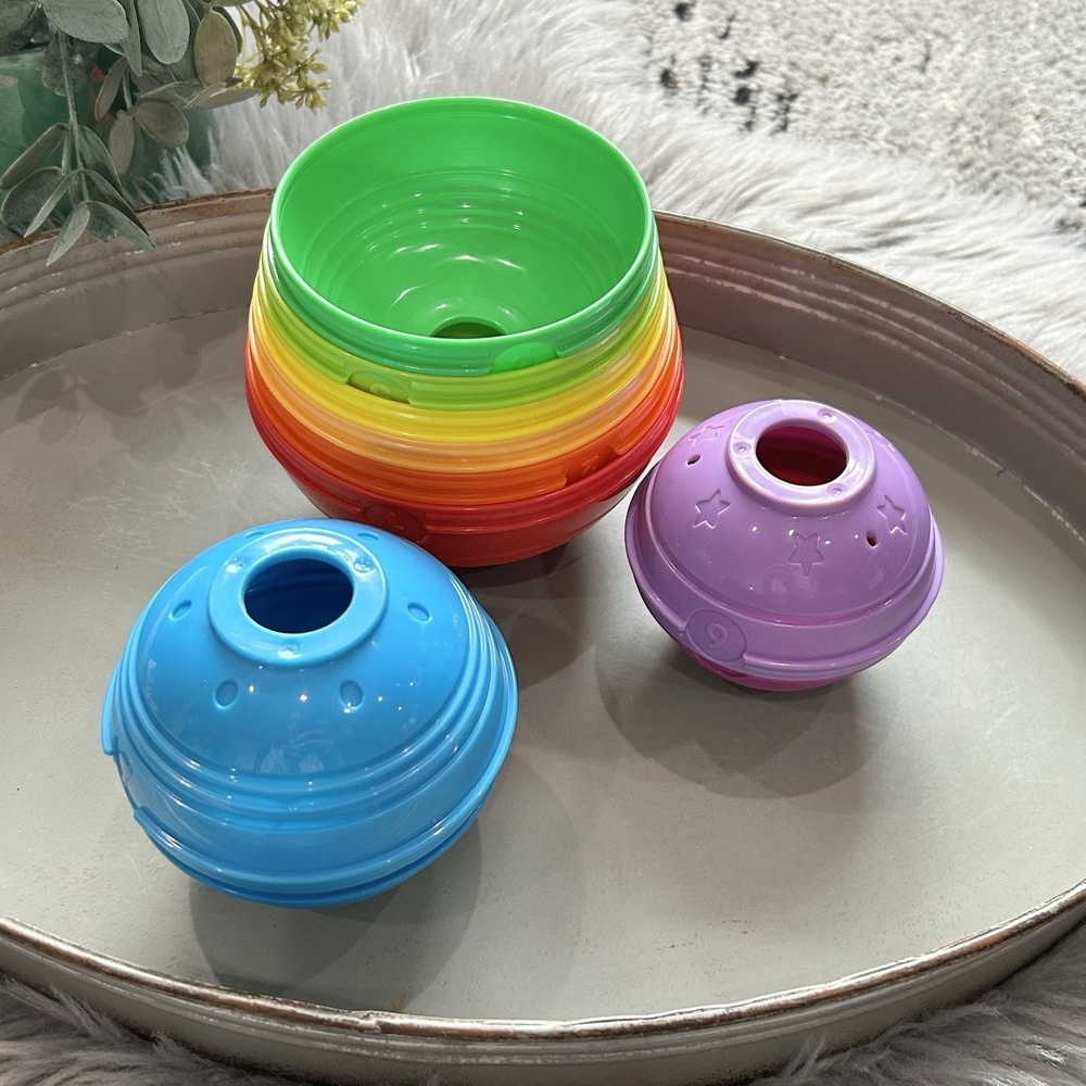 Fisher Price Brilliant Basics Stack And Roll Numbered 1-10 Nesting Cups Baby Toy